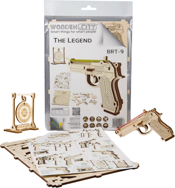 Houten 3D-puzzel pistool Legend BRT‑19 WOODEN CITY (31 onderdelen)