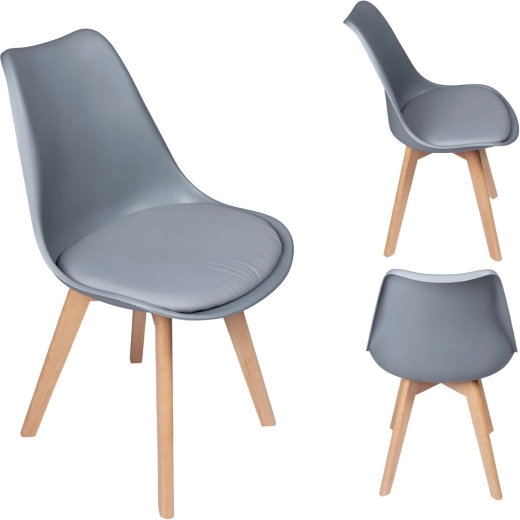 Scandinavische stoel met zitkussen grijs - 1 stuk