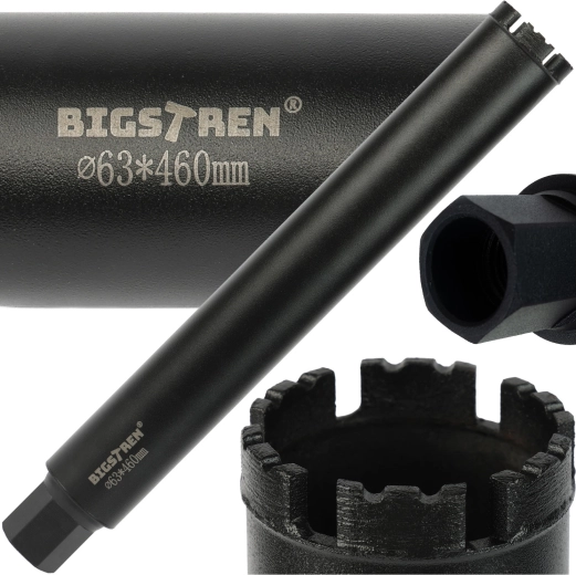 Diamanten kroonboor Bigstren 63 × 450 mm 1 1/4 UNC voor beton en steen