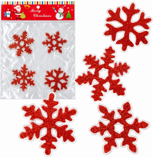 Kerstgelraamdecoratie met rode sneeuwvlokken - 1 stuk