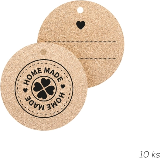Ronde kurken labels Home made – blanco (10 stuks)