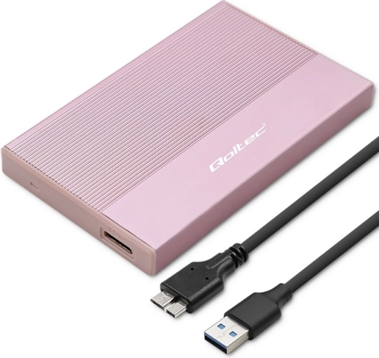 Aluminium behuizing voor 2,5" SATA-schijf met USB 3.0, 5 Gb/s, tot 2 TB – roze