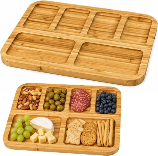 Bamboe serveerplank met vakjes 36 × 28 cm