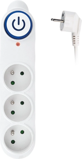 Solight overspanningsbeveiliging met verlengsnoer, 3 stopcontacten, 1,5 m, wit