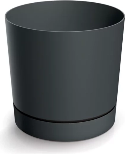 Bloempot met schotel TUBOS P, donkergrijs, 33,8 × 32,6 cm