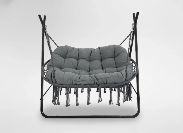 Hangende schommelstoel voor twee Poly – antracietkleurig frame en kussen
