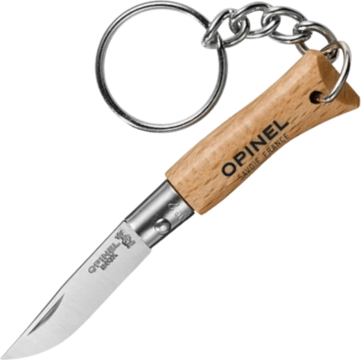Opinel N°02 VRI zakmes voor aan de sleutelbos met beukenhouten handgreep