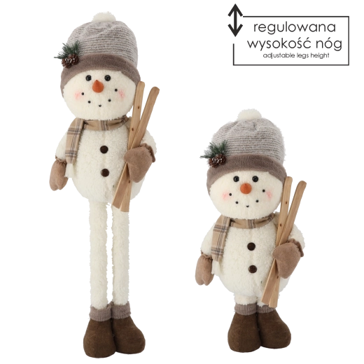 Kerstdecoratie sneeuwpop met ski's en telescopische poten