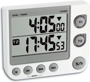 TFA digitale dubbele timer 2-Timer wit - 1 stuk