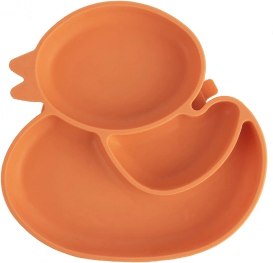 Siliconen kinderbord met zuignap, verdeeld – eendje, oranje 19,5 × 19 cm