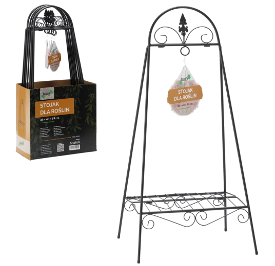 Zwarte metalen plantenstandaard 49 × 40 × 99 cm