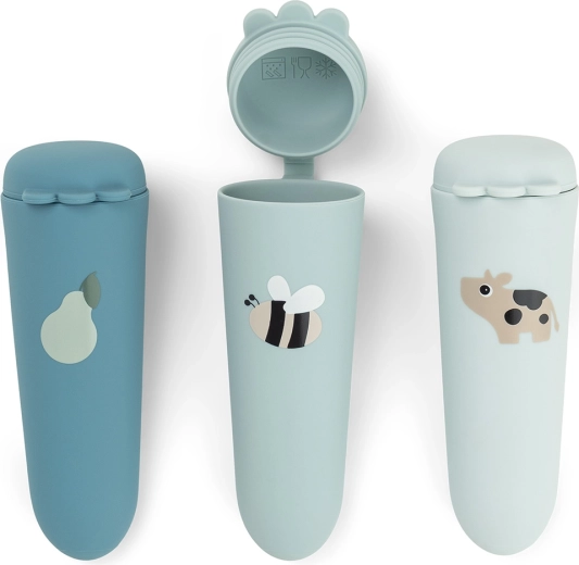 Done by Deer siliconen ijsvormpjes Dotti blauw 3 stuks