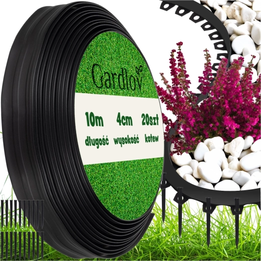 Gardlov tuinrand 4 cm x 10 m zwart + 20 ankers
