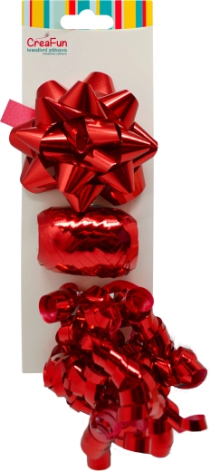 Cadeauset metallic rood – strikken en lint