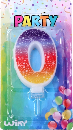 Feestkaars met cijfer 0 en sterren