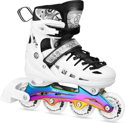 Universele 4-in-1 schaatsen NILS Extreme regenboog/wit – S (31-34)