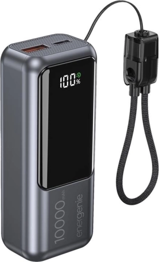 Powerbank met LCD-display 10.000 mAh QC 3.0 20 W grijs