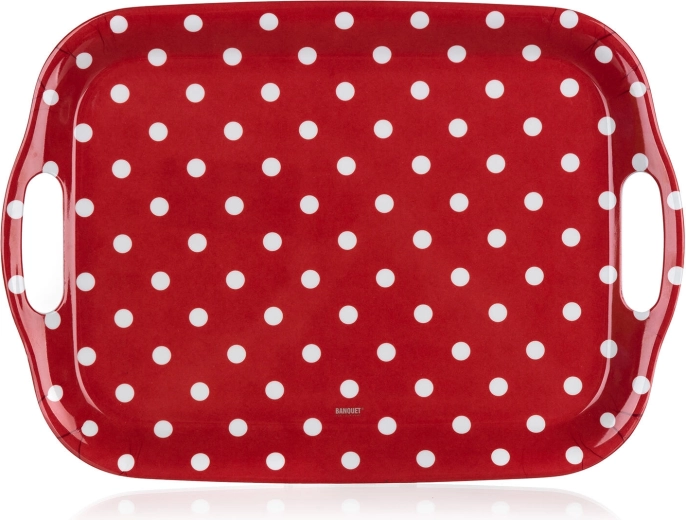 Melamine serveerblad met stippen 36 × 25,5 cm, rood