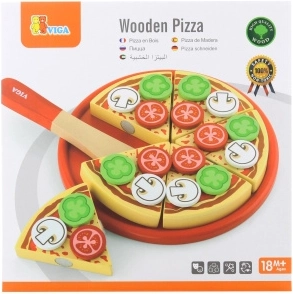 Houten pizza om te snijden voor kinderen 18m+