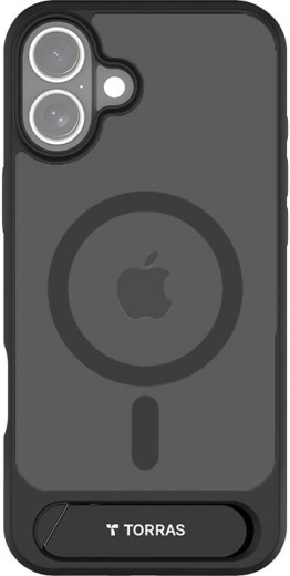 Magnetische TORRAS-hoes met standaard voor iPhone 16 Plus – zwart