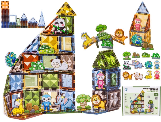 Magnetische bouwset met dieren – 82 onderdelen