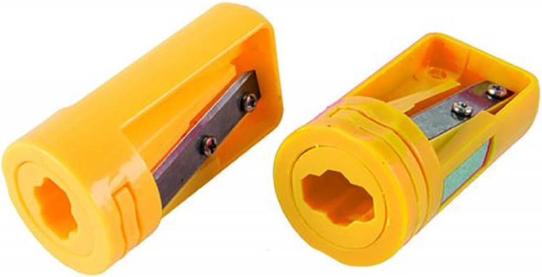 Puntenslijper voor timmermanspotloden en platte potloden met schuurvlak