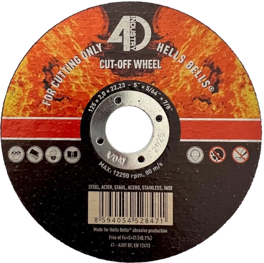 Snijschijf voor staal en roestvrij staal 125 × 2,0 × 22,2 mm