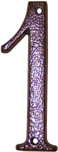 Huisnummer 1 bruin, zink, 117 mm