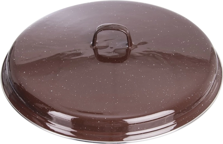 Geëmailleerde deksel Brown met rand 37,5 cm