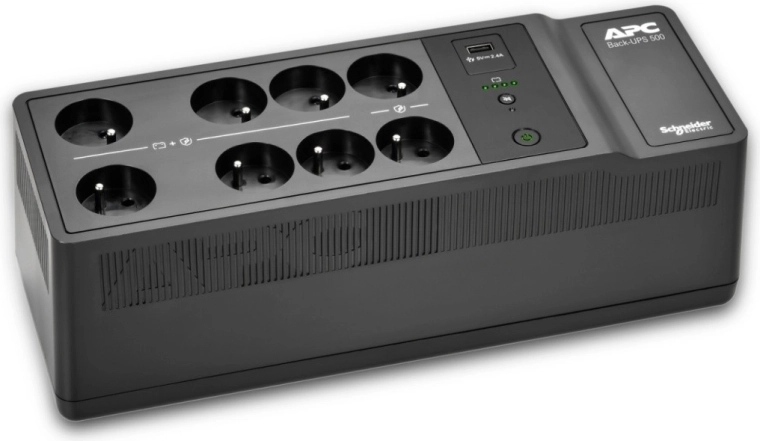 APC Back‑UPS 500 VA noodstroom, 8 stopcontacten type E, USB
