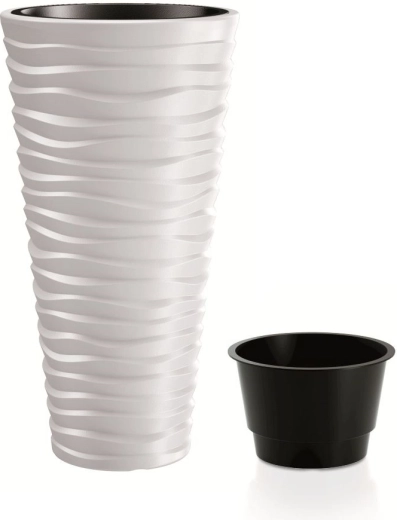 Bloempot Prosperplast Sand Slim wit 75 cm met inzet