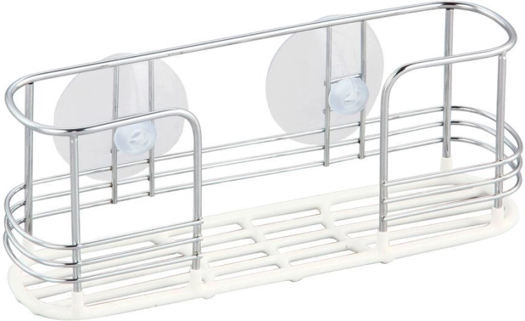 Houder voor keukengerei met zuignappen, chroom en vinyl, 20 × 5 × 8 cm