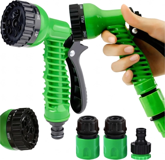 Verstelbaar tuinsproeipistool met 7 standen en 3 snelkoppelingen