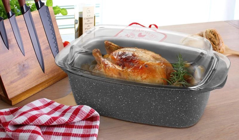 Braadpan met borosilicaatglazen deksel 32 × 20 cm, zwart