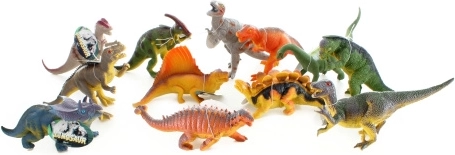 Rubberen dinosaurussen met geluid, middelgroot 22 cm – set van 24 stuks