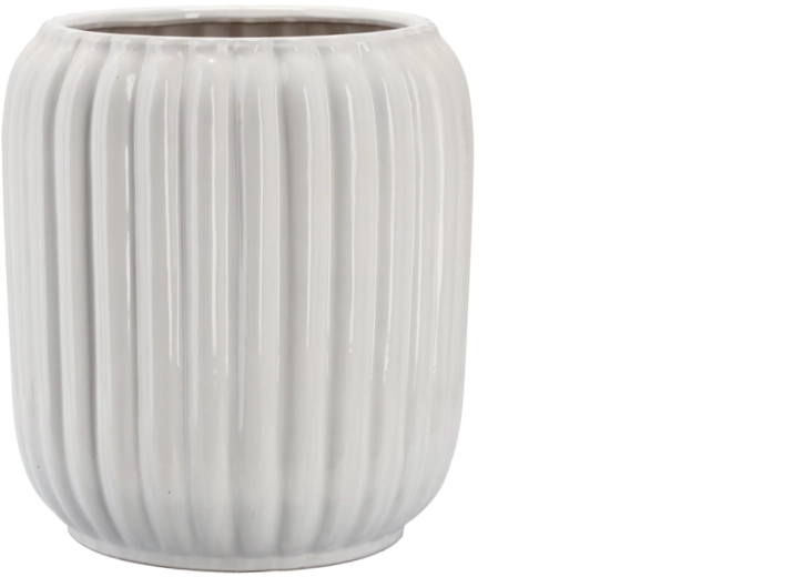 Keramische bloempotcover met reliëfpatroon 28 × 28 × 40,5 cm wit