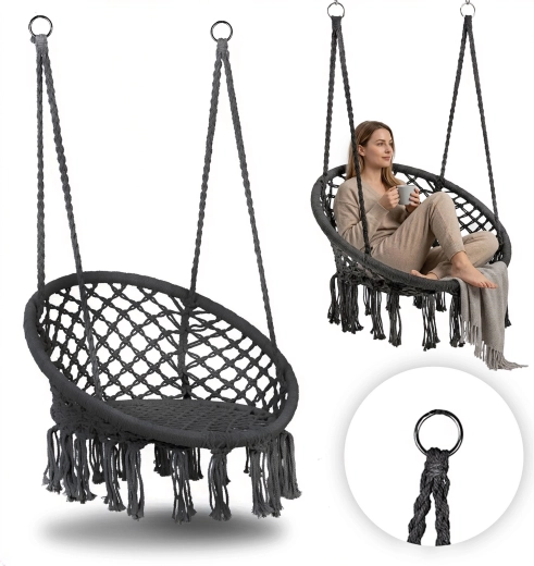 Hangstoel boho voor in de tuin, grijs, MultiGarden