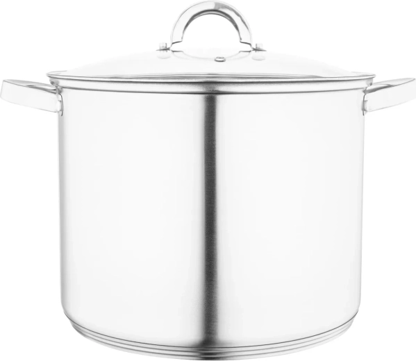 Hoge roestvrijstalen pan Fabio met glazen deksel 28 cm, 12,5 l