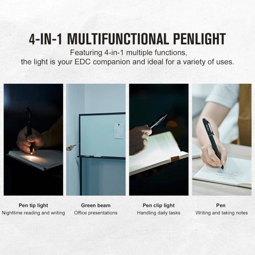 Olight O'Pen Glow 4-in-1 EDC pen met LED-licht en groene laser