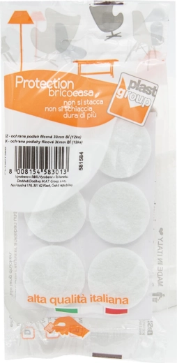 Zelfklevende vilten meubelglijders 30 mm wit (12 stuks)