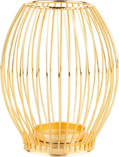Gouden metalen kandelaar met roosterdecor 15,5 cm