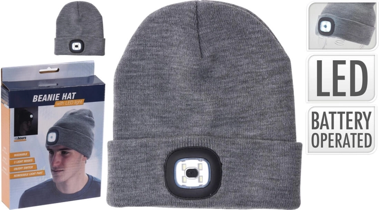 Muts met LED-licht, grijs
