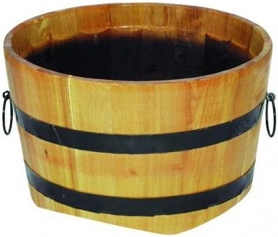 houten bloempot met metalen ringen 30 × 40 cm