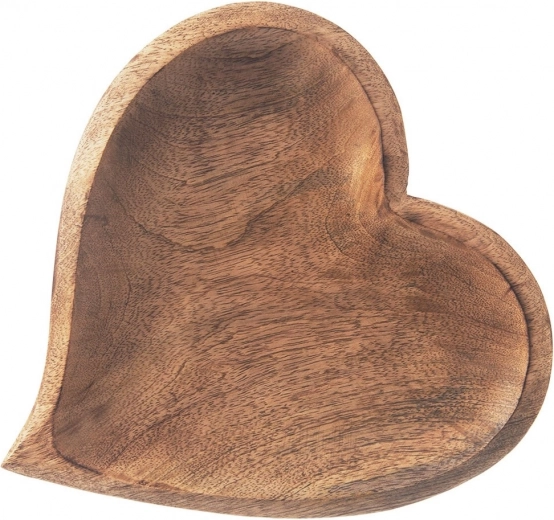 Houten serveerschaal voor hapjes van mangohout, hart 25 × 25 cm