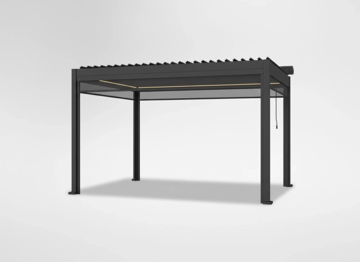 ZIP-rolgordijn voor aluminium pergola 4 m – handmatig, grijs
