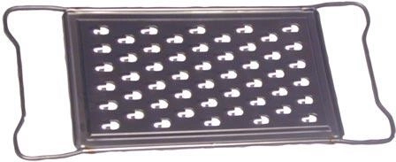 Plat groenteschaaf van vertind plaatstaal 29 × 11 cm