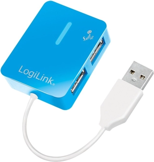 USB-hub 2.0 LogiLink Smile, 4 poorten, blauw