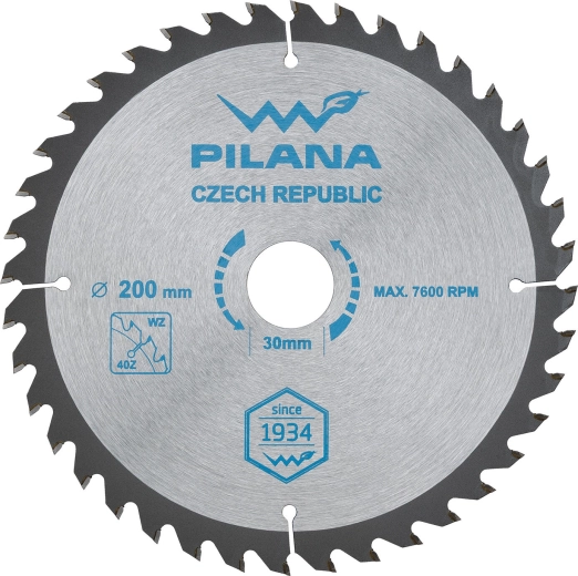Zaagblad voor hout PILANA 200 mm, 40 tanden, SK WZ