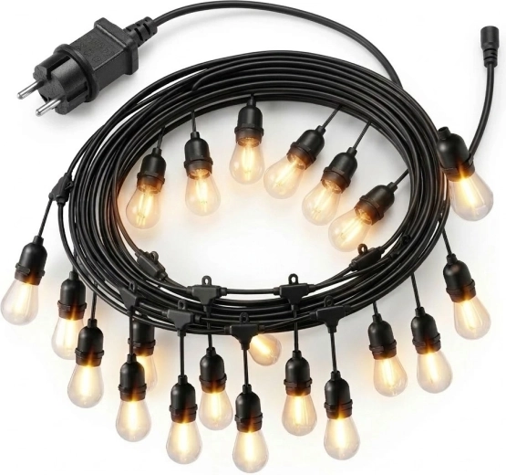 Tuin-lichtsnoer 20 m, 20× LED-lamp, warm wit 2700K, IP44, 9 W