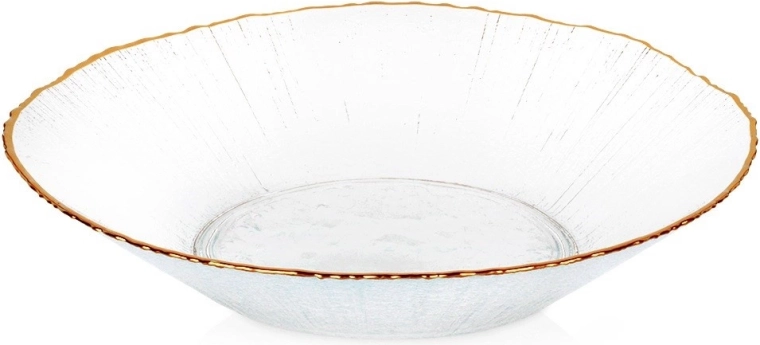 Glazen saladeschaal met gouden rand 20,5 cm, 500 ml